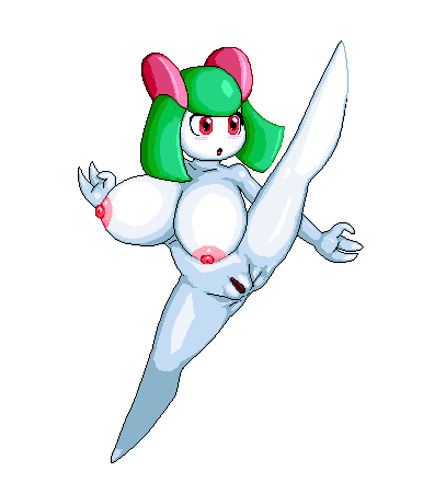 big_breasts blush breasts cactuscacti extra_thicc female huge_breasts humanoid kirlia low_res nintendo not_furry pok&eacute;mon pok&eacute;mon_(species) pussy solo video_games