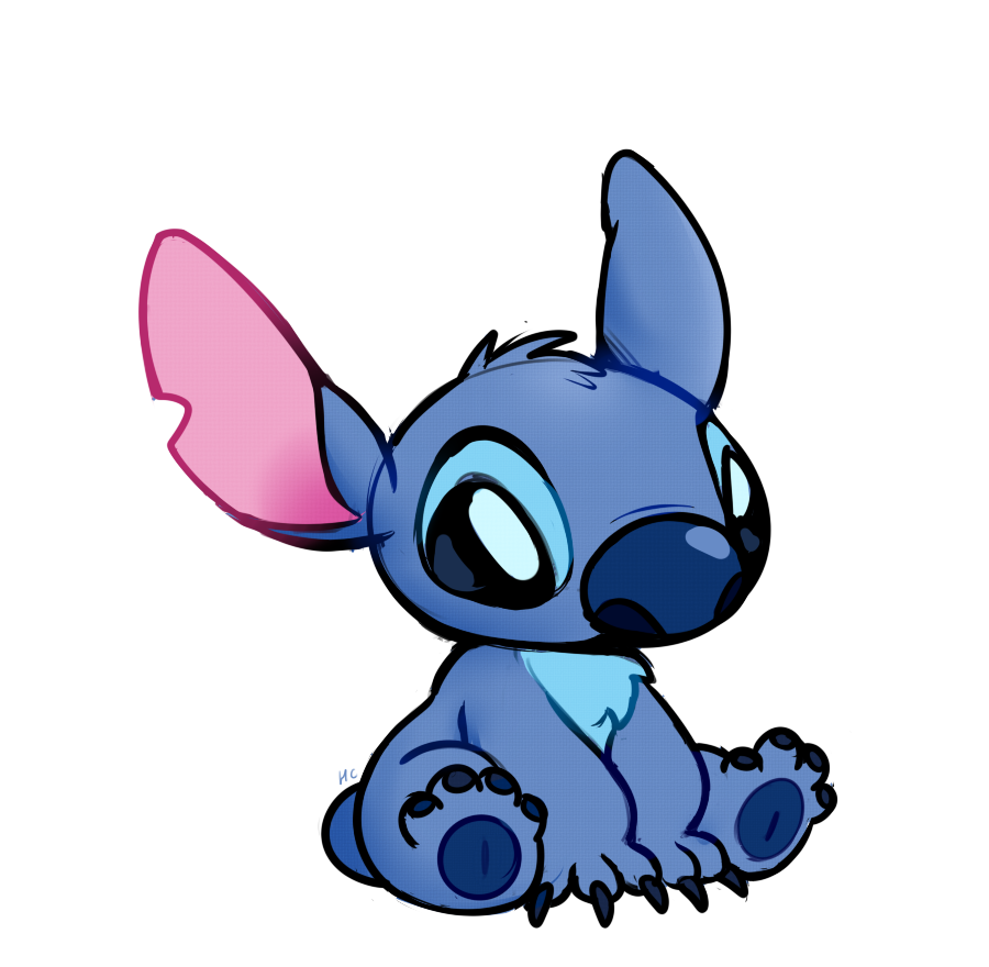 2019 4_toes alien blue_claws blue_fur blue_nose blue_pawpads chest_tuft claws colored_sketch digital_drawing_(artwork) digital_media_(artwork) disney experiment_(lilo_and_stitch) fingers fur happycrumble head_tuft lilo_and_stitch notched_ear pawpads simple_background sitting small_tail solo stitch_(lilo_and_stitch) toes tuft white_background