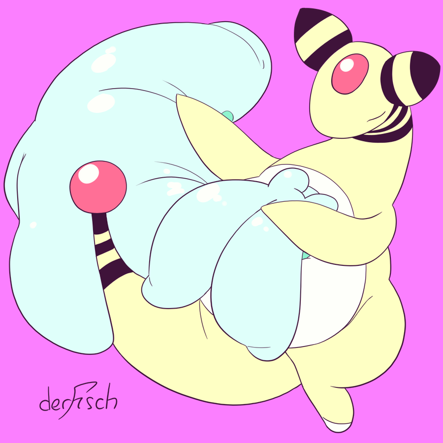 1:1 afterglow_the_ampharos ambiguous_gender ampharos belly cuddling derfisch derfisch_(character) feral goodra nintendo pok&eacute;mon pok&eacute;mon_(species) slightly_chubby video_games