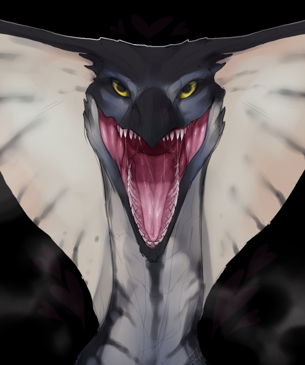 2019 ambiguous_gender bodily_fluids capcom flying_wyvern hi_res legiana looking_at_viewer monster_hunter mouth_shot nevolsky open_mouth saliva solo teeth tongue video_games yellow_eyes