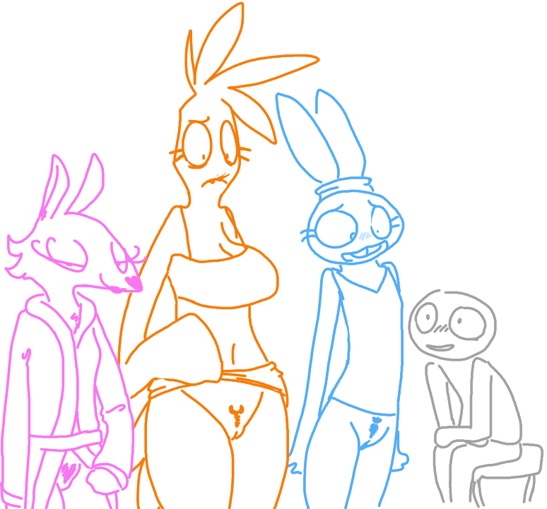 &lt;3 anthro avian big_breasts bird blue_fur blush bottomless breasts buckteeth canid canine chicken chiclet_(roommates) clothed clothing female five_nights_at_freddy's five_nights_at_freddy's_2 flat_chested fox foxglove_(roommates) fur galliform gallus_(genus) human lagomorph leporid lipstick long_ears makeup male mammal mangle_(fnaf) navel phasianid pink_fur pubes rabbit scar simple_background small_breasts smile teeth the_weaver top toy_chica_(fnaf) video_games white_background