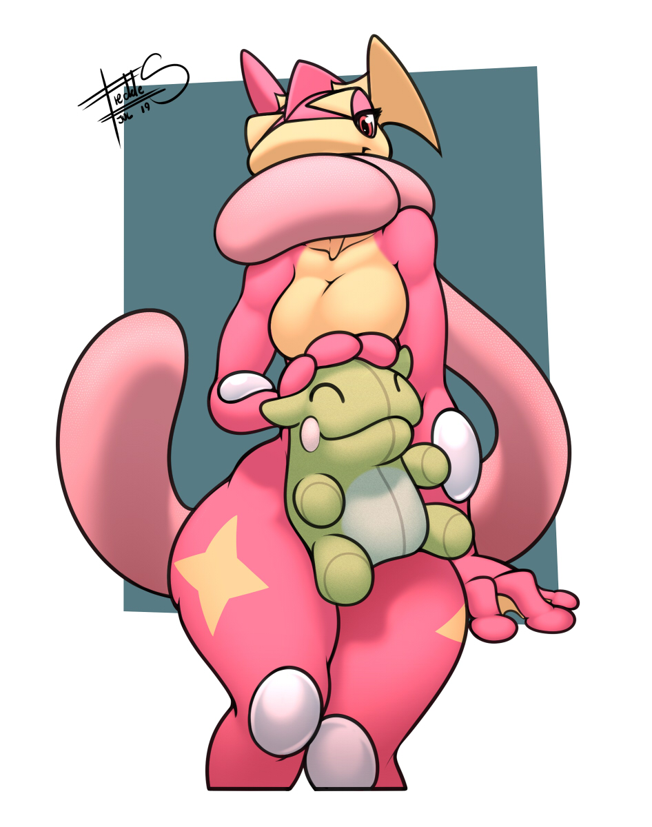 2019 alternate_color amphibian anthro breasts digital_media_(artwork) featureless_breasts female freckles_(artist) greninja hi_res long_tongue looking_at_viewer nintendo non-mammal_breasts pok&eacute;mon pok&eacute;mon_(species) signature smile solo substitute tongue tongue_out video_games