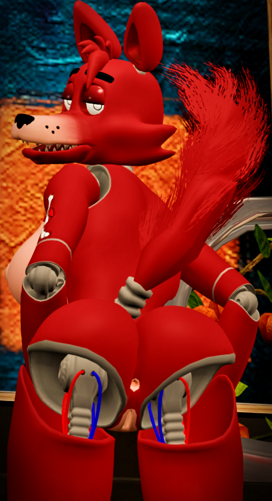 3d_(artwork) animatronic anthro anus big_breasts breasts butt canid canine crossgender digital_media_(artwork) female five_nights_at_freddy's fox foxy_(fnaf) fur hair looking_at_viewer machine mammal mtf_crossgender nipples nude open_mouth pussy robot rythmit solo source_filmmaker video_games