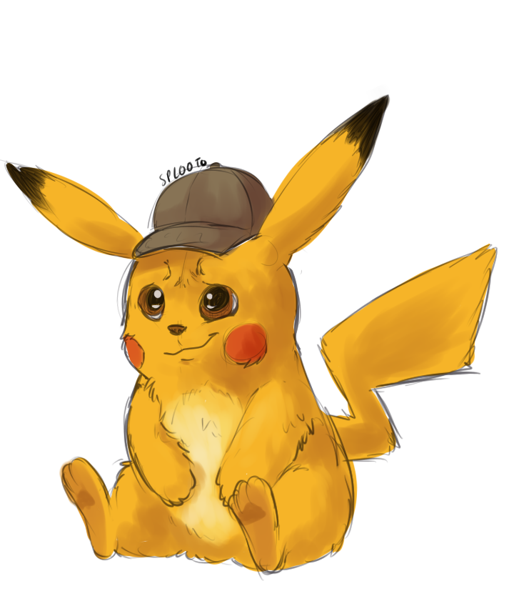 2019 3_toes alpha_channel brown_eyes brown_nose clothing deerstalker_hat detective_pikachu digital_drawing_(artwork) digital_media_(artwork) dipstick_ears feral fluffy fur hat hat_only headgear headwear mostly_nude multicolored_ears nintendo pikachu pok&eacute;mon pok&eacute;mon_(species) pok&eacute;mon_detective_pikachu red_cheeks signature simple_background sitting solo splooto toes transparent_background video_games yellow_fur