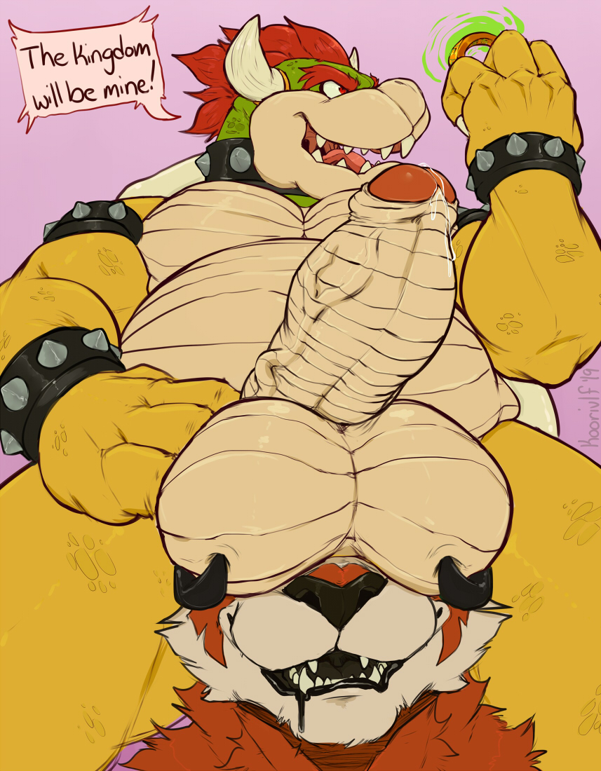 ! 2019 accessory anthro balls balls_on_face bodily_fluids bowser bowser_day chubby_male cock_ring collar digital_drawing_(artwork) digital_media_(artwork) drooling duo english_text erection fingers fluffy fur genital_fluids horn humanoid humanoid_penis hybrid jewelry koopa koorivlf koorivlf_tycoon low-angle_view male male/male mario_bros muscular necklace nintendo nude open_mouth partially_retracted_foreskin penis penis_accessory penis_jewelry penis_on_face precum saliva scales scalie sex simple_background slightly_chubby smile solo speech_bubble spiked_collar spikes teeth text these_aren't_my_glasses tongue uncut vein video_games worm's-eye_view
