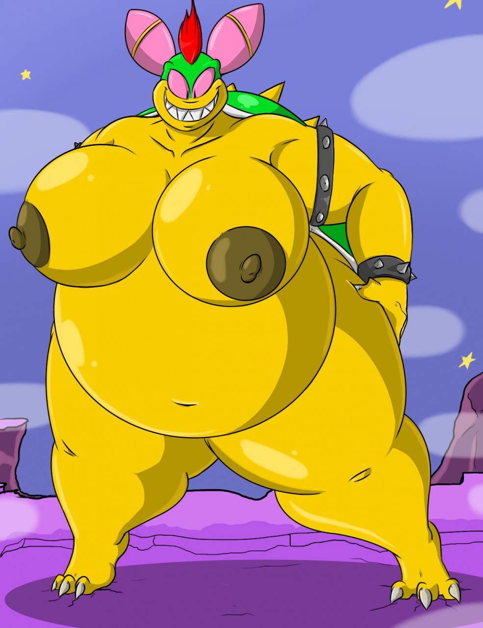 2017 areola beanish big_breasts bowletta breasts erect_nipples female hi_res huge_breasts humanoid hyper hyper_breasts mario_and_luigi_(series) mario_bros nintendo nipples nude overweight shinysteel smile solo video_games voluptuous wide_hips