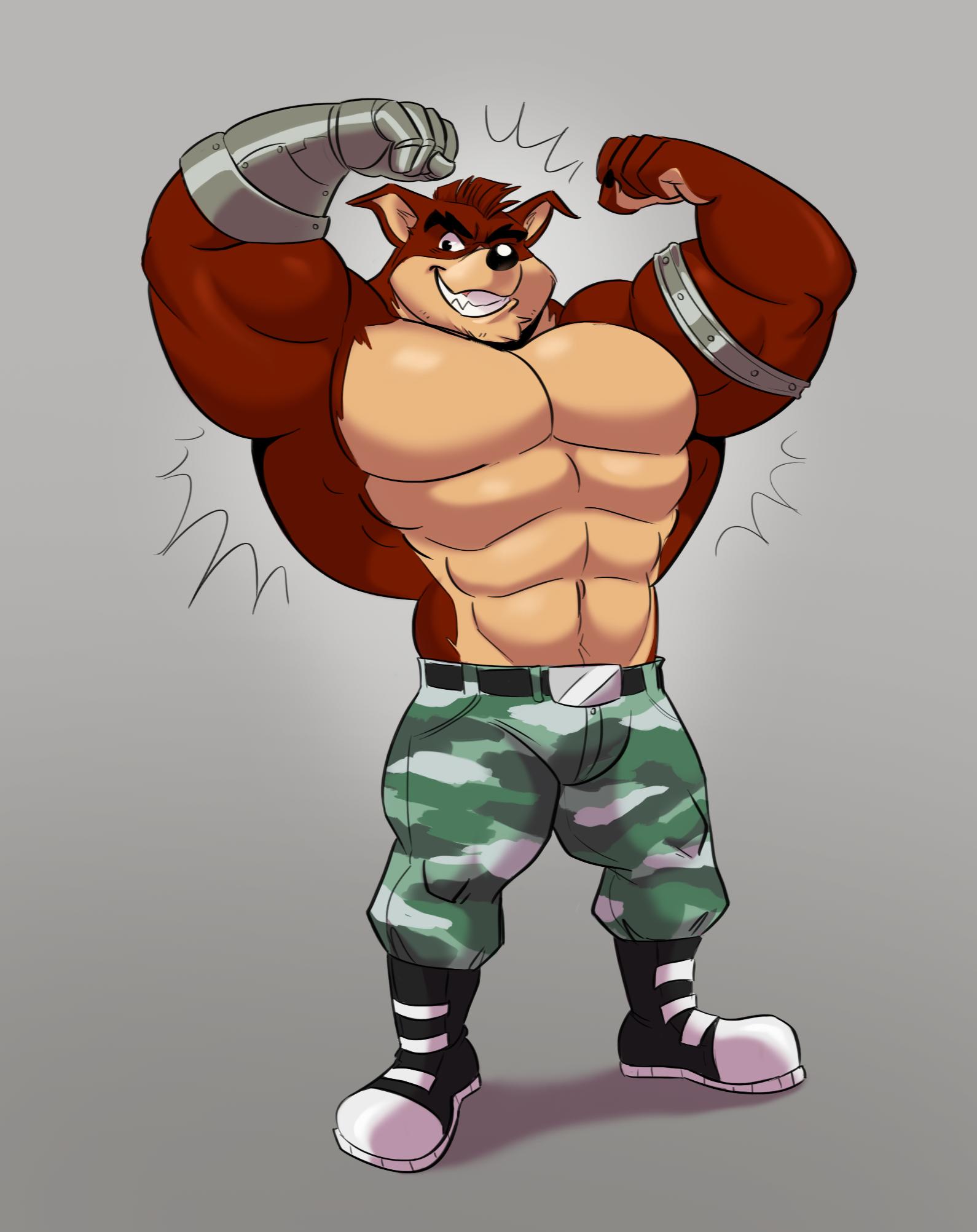 abs anthro bandicoot biceps bottomwear clothing crash_bandicoot_(series) crunch_bandicoot digital_media_(artwork) fur hi_res male mammal marsupial muscular muscular_male naughty_dog pecs polartoons sony_corporation sony_interactive_entertainment video_games