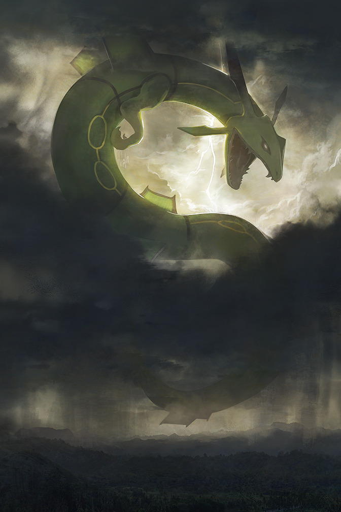 cloud devin_elle_kurtz dragon gen_3_pokemon kaijuu lightning pokemon pokemon_(game) pokemon_rse rayquaza titan