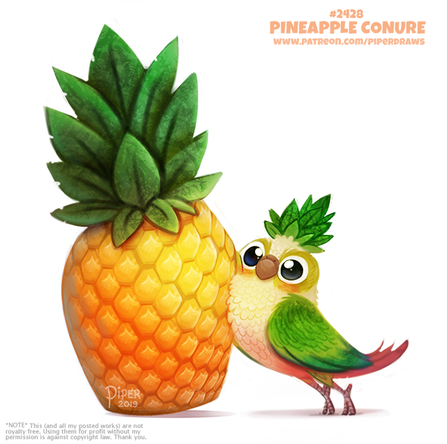 2019 ambiguous_gender avian beak big_eyes bird brown_beak cryptid-creations digital_media_(artwork) english_text feathers feral flora_fauna food food_creature fruit green-cheeked_conure green_feathers humor living_fruit neotropical_parrot nude parakeet parrot pineapple plant pun red_tail simple_background solo standing text true_parrot url visual_pun white_background white_feathers wings yellow_feathers