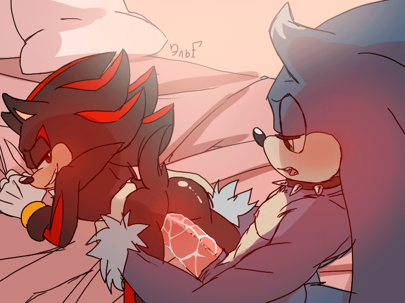 4:3 anal animated bed duo krazyelf male male/male penis shadow_the_hedgehog sonic_(series) sonic_the_werehog were werehog