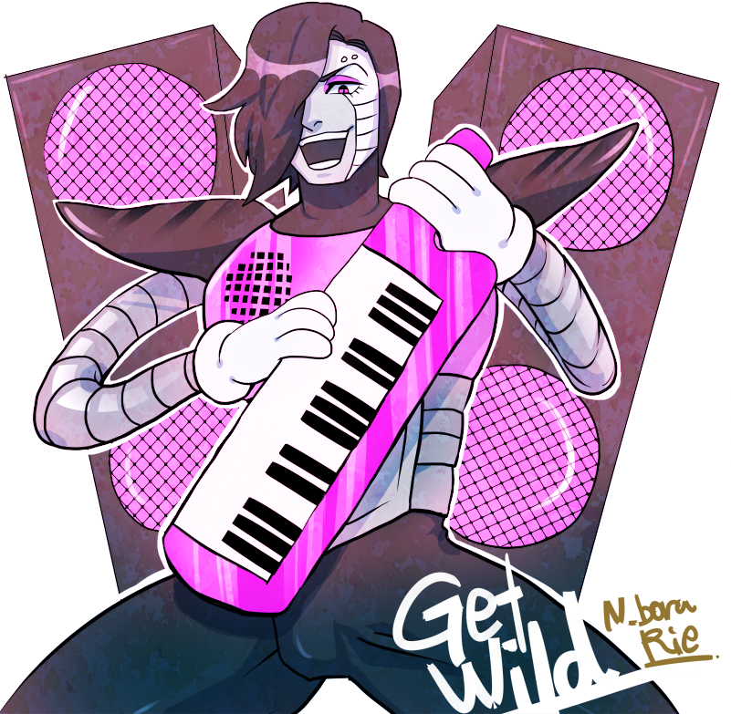 2016 android black_hair bulge clothing digital_media_(artwork) girly glistening gloves hair hair_over_eye handwear holding_object humanoid keytar machine male mettaton mettaton_ex musical_instrument not_furry open_mouth portrait rie_(artist) robot robot_humanoid short_hair signature simple_background smile solo speaker stripes text three-quarter_portrait undertale video_games watermark white_background