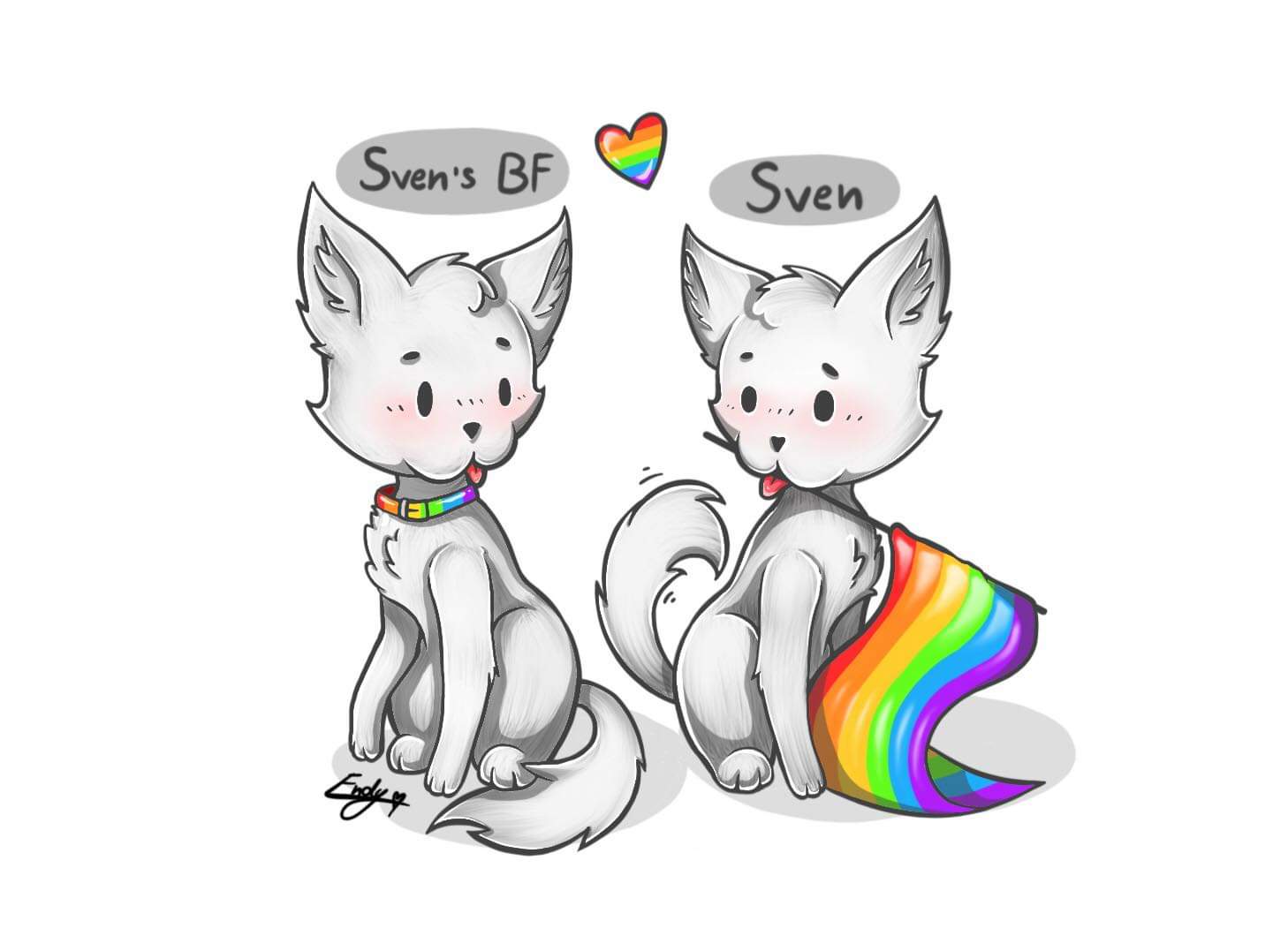 blush canid canine canis collar domestic_dog duo lgbt_pride mammal pewdiepie pride_colors romantic_couple simple_background sven's_bf sven_(pewdiepie) tongue tongue_out unknown_artist white_background