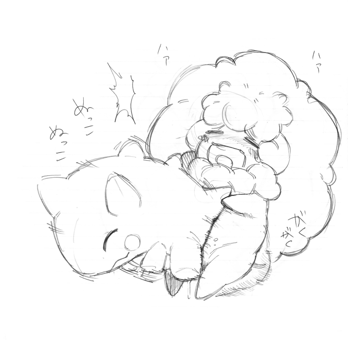 blush bodily_fluids duo eyes_closed japanese_text mammal masturbation nintendo open_mouth penetration plushie plushophilia pok&eacute;mon pok&eacute;mon_(species) simple_background sketch source_request speed_lines substitute text unknown_artist video_games whimsicott white_background