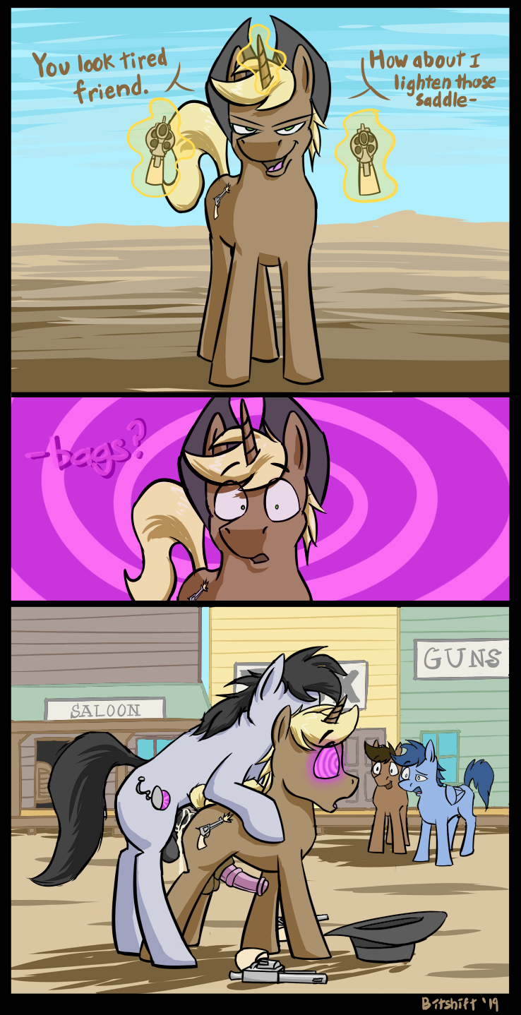 anal balls bitshift comic equid equine fan_character forced friendship_is_magic gun handgun hi_res horn horse hypnosis male male/male mammal mind_control my_little_pony penis pony public ranged_weapon rape revolver unicorn weapon