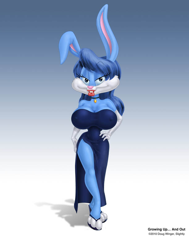 2010 anthro big_breasts breasts buster_bunny cleavage clothed clothing crossgender doug_winger female lagomorph leporid mammal rabbit solo tiny_toon_adventures warner_brothers