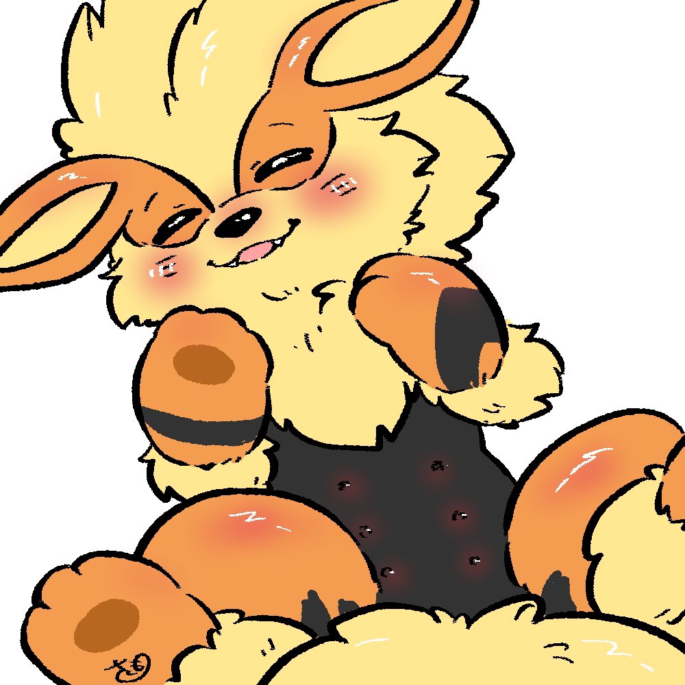 1:1 arcanine black_fur blush chest_tuft cute_fangs ears_back eyes_closed female feral fluffy fluffy_tail fur happy lying mochimochi39mo multi_nipple nintendo nipples on_back open_mouth orange_fur pivoted_ears pok&eacute;mon pok&eacute;mon_(species) simple_background solo spread_legs spreading tongue tuft video_games white_background yellow_fur