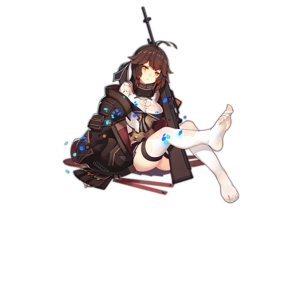 1girl :o ahoge bag baggy_clothes bangs battle_rifle black_ribbon black_skirt blazer blush breasts brown_hair brown_jacket coat eyebrows_visible_through_hair full_body girls_frontline gradient_hair gun hair_ribbon holding holding_gun holding_weapon jacket light_particles loafers long_hair looking_at_viewer m14 m14_(girls_frontline) medium_breasts mod3_(girls_frontline) multicolored_hair neck_ribbon off_shoulder official_art open_clothes open_coat pleated_skirt pouch rain_lan ribbon rifle shirt shoes sidelocks sitting skirt sleeves_past_wrists solo thighhighs torn_clothes torn_legwear torn_shirt transparent_background twintails two-tone_hair weapon white_legwear yellow_eyes zettai_ryouiki
