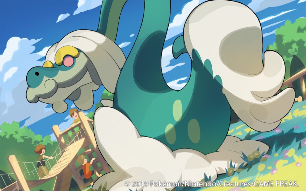 dragon drampa flower fur furred_dragon garden group naoki_saito nintendo official_art plant pok&eacute;mon pok&eacute;mon_(species) pok&eacute;mon_tcg solo_focus video_games