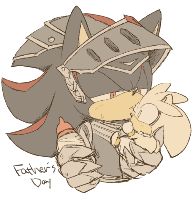 aged_down anthro armor baby baby_bottle black_fur blush bodily_fluids clothing diaper duo eulipotyphlan father father's_day fur gloves grey_fur handwear headgear hedgehog helmet holding_character holding_object holidays male mammal milk parent red_eyes red_fur shadow_the_hedgehog sikai silver_the_hedgehog simple_background sir_lancelot_(satbk) son sonic_(series) sonic_and_the_black_knight sweat sweatdrop white_background yellow_eyes young