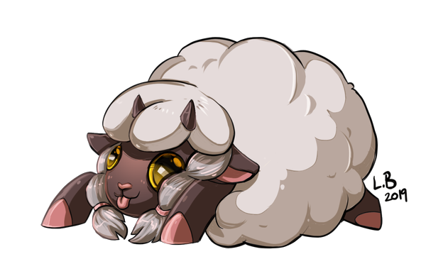 alpha_channel bovid braided_hair caprine falseprophetx fur hair happy horn looking_at_viewer lying mammal nintendo on_front on_ground pok&eacute;mon pok&eacute;mon_(species) side_braid simple_background tongue tongue_out transparent_background video_games white_background wool_(fur) wooloo