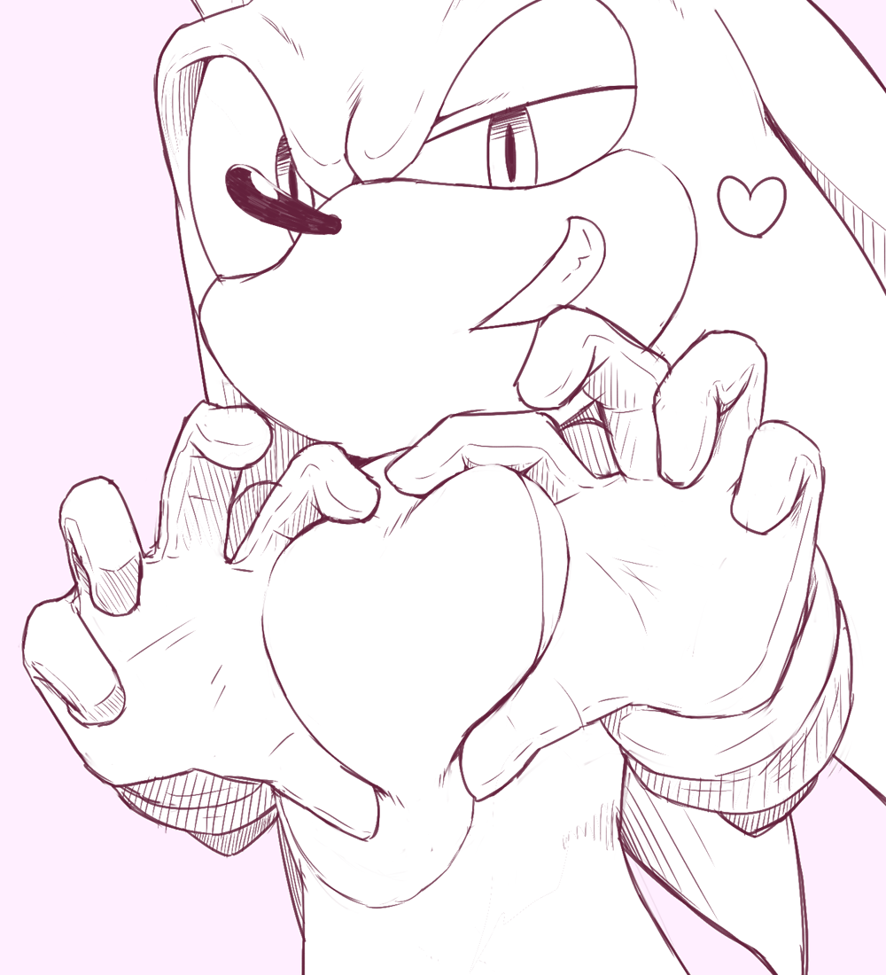 &lt;3 10:11 anthro belly belly_squish clothing eulipotyphlan gesture gloves grin hand_heart handwear hedgehog kalk427 looking_at_viewer male mammal pink_background simple_background smile solo sonic_(series) sonic_the_hedgehog squish