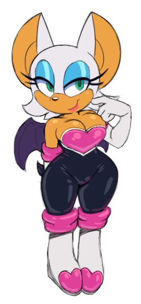 2019 acstlu breasts chiropteran cleavage clothed clothing eyelashes female looking_aside mammal rouge_the_bat simple_background solo sonic_(series) standing teal_eyes white_background wings