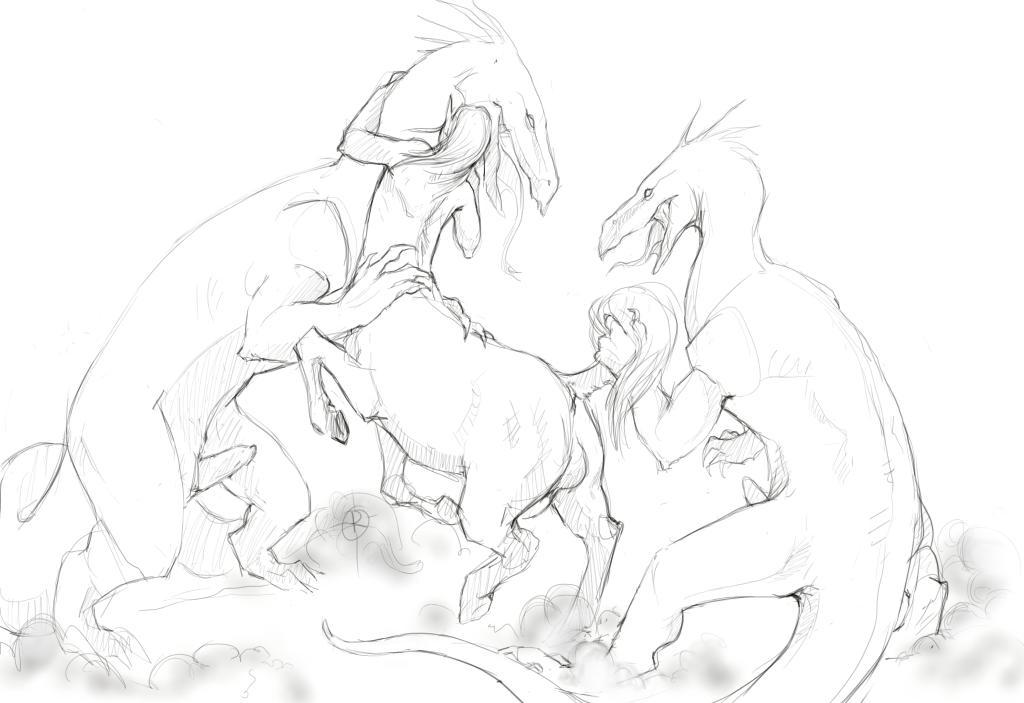 4_fingers balls bestiality centaur dragon equid equid_taur erection feral feral_on_taur fingers group group_sex hair hooves humanoid_pointy_ears imminent_sex larger_feral long_hair mammal mammal_taur open_mouth penis questionable_consent rimestar scalie sex size_difference sketch smaller_taur tail_grab taur threesome tongue tongue_out wingless_dragon