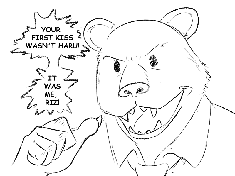 2019 4:3 anthro beastars brown_bear humor jojo's_bizarre_adventure mammal open_mouth parody riz_(beastars) tggeko ursid ursine