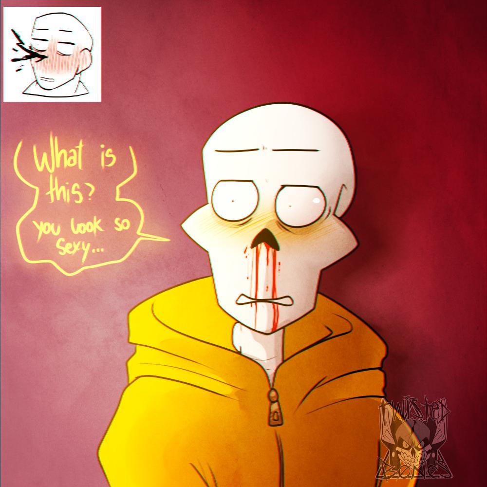 1:1 alternate_universe animated_skeleton blood bodily_fluids bone english_text lizheru male nosebleed not_furry papyrus_(undertale) skeleton text undead underswap undertale video_games