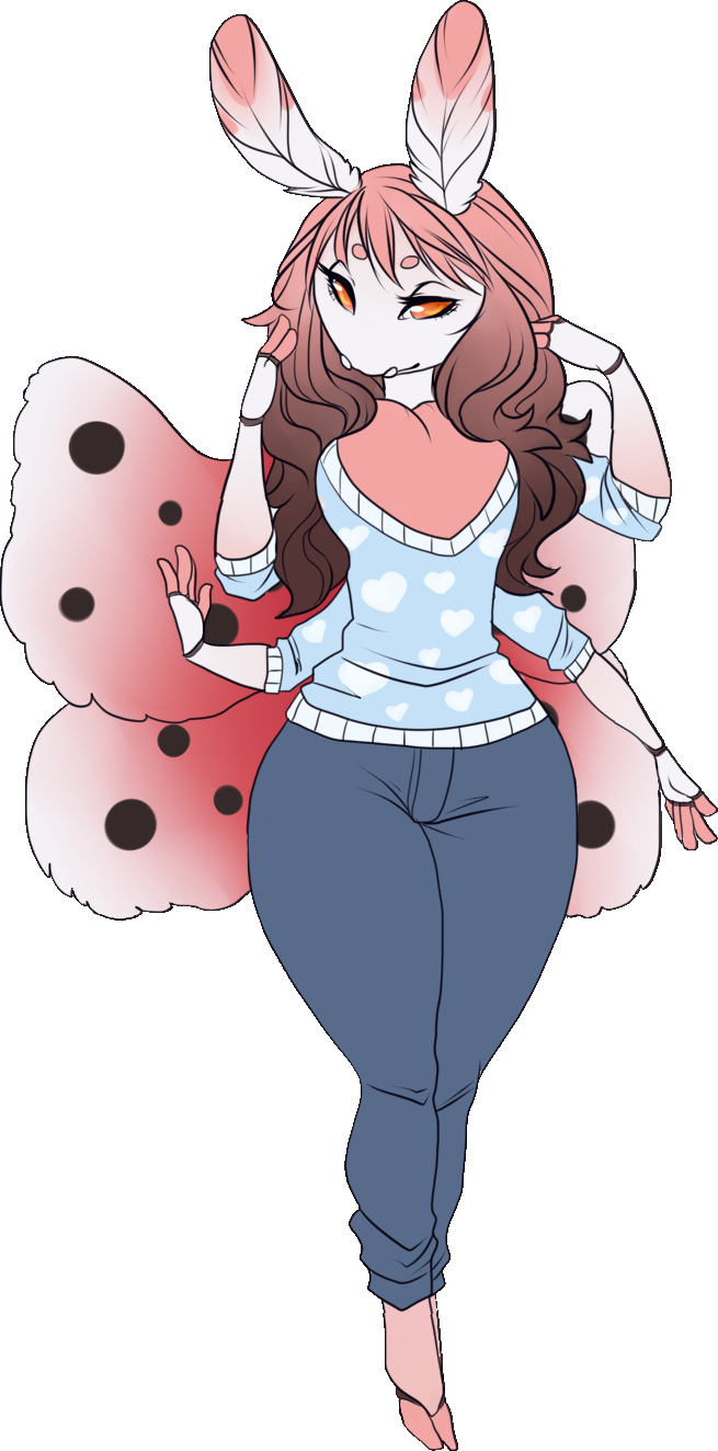 amber_eyes antennae_(anatomy) anthro arthropod brown_hair clothed clothing female hair hi_res insect lepidopteran long_hair looking_at_viewer moth multi_arm multi_limb nora_ward solo vashaa