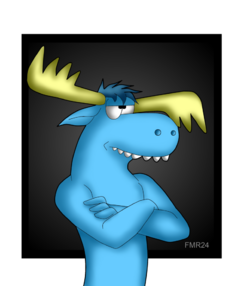 alpha_channel anthro antlers better_version_at_source blue_body blue_fur capreoline cervid crossed_arms frostmidnightryuu24 fur happy_tree_friends horn low_res lumpy_(htf) male mammal moose solo