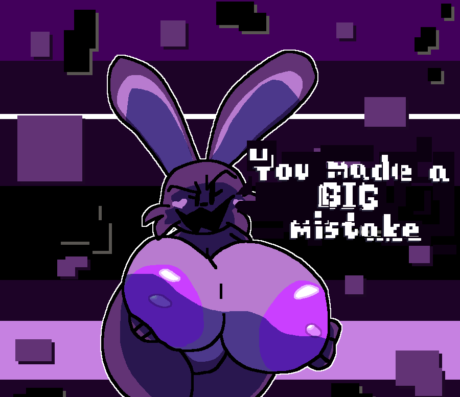 &lt;3 anthro areola beady_eyes big_breasts black_background black_eyes breasts chaoticdream cheek_tuft dialogue digital_creature facial_tuft female five_nights_at_freddy's huge_breasts lagomorph leporid looking_at_viewer mammal nipples open_mouth purple_areola purple_background purple_body purple_nipples rabbit scottgames shadow_bonnie_(fnaf) simple_background solo talking_to_viewer text thick_thighs tuft wide_hips