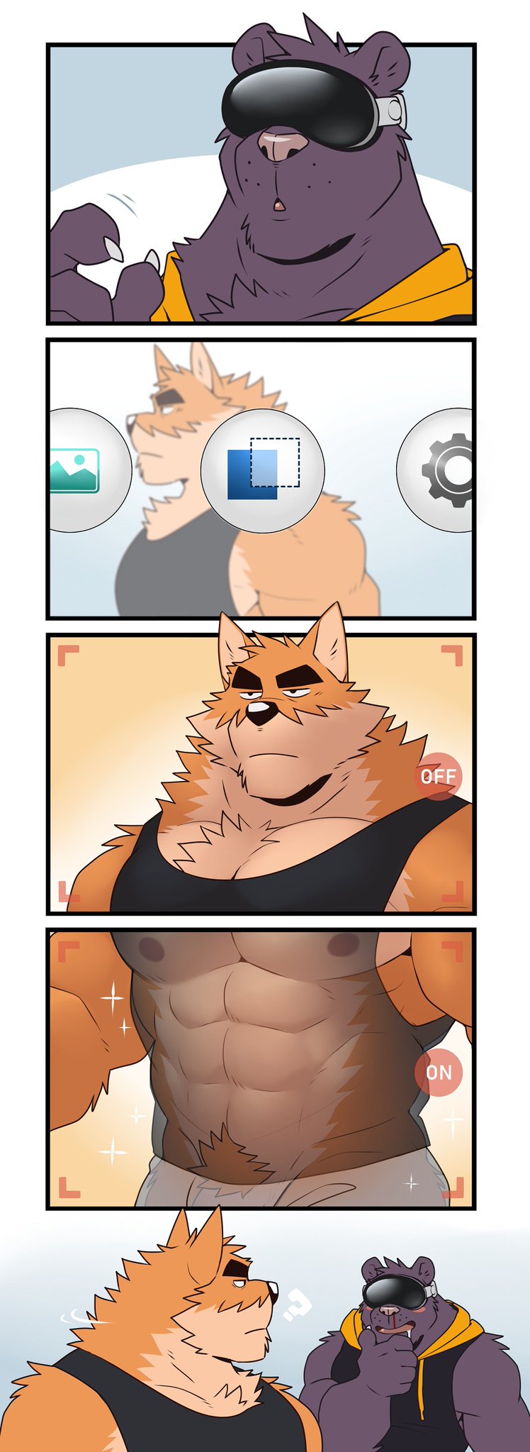 anthro fluffy genitals hi_res male male/male muscular nude otake penis ray_(takemoto_arashi) takemoto_arashi