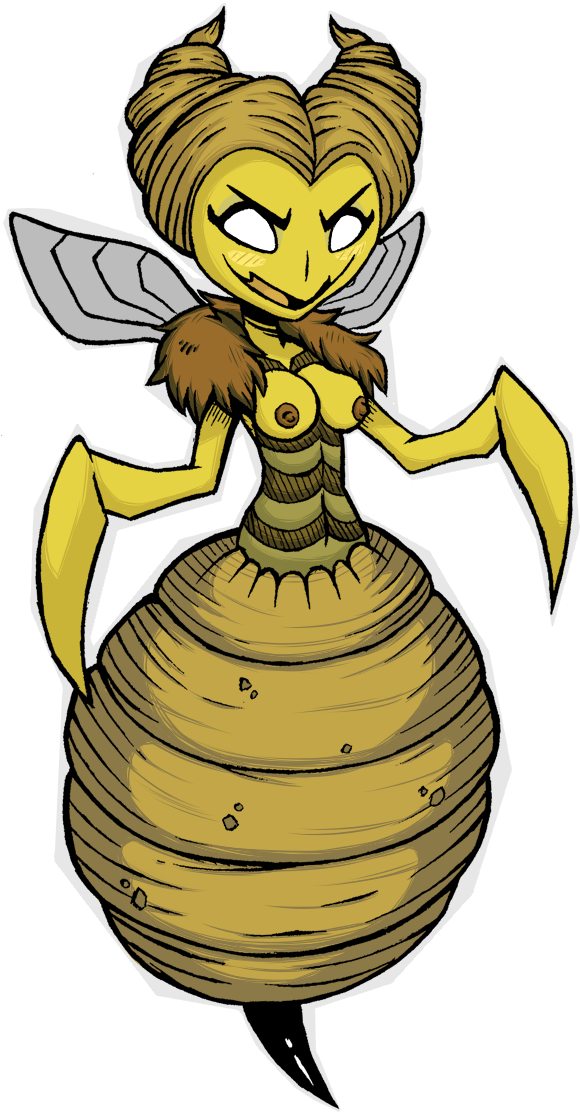 2018 alpha_(disambiguation) arthropod bee bee_queen blush breasts don't_starve female hymenopteran insect klei_entertainment nipples outline solo stinger unknown_artist video_games wings