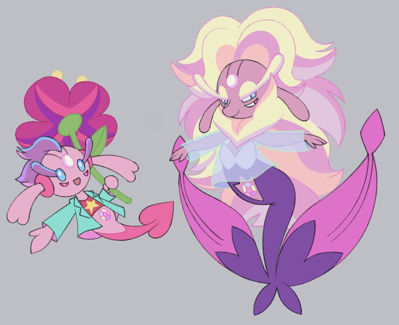 2019 alternate_species cartoon_network crossover digital_media_(artwork) floette florges itoruna nintendo pok&eacute;mon pok&eacute;mon_(species) rainbow_quartz_(steven_universe) rainbow_quartz_2.0_(steven_universe) steven_universe video_games