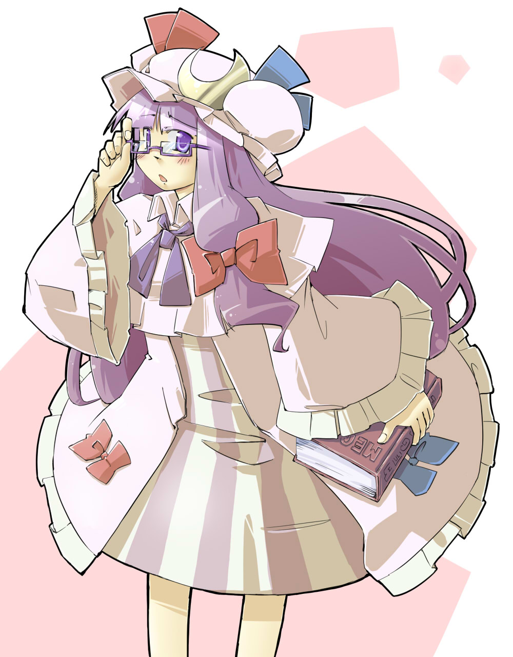 arnest bespectacled book glasses hat highres patchouli_knowledge solo touhou