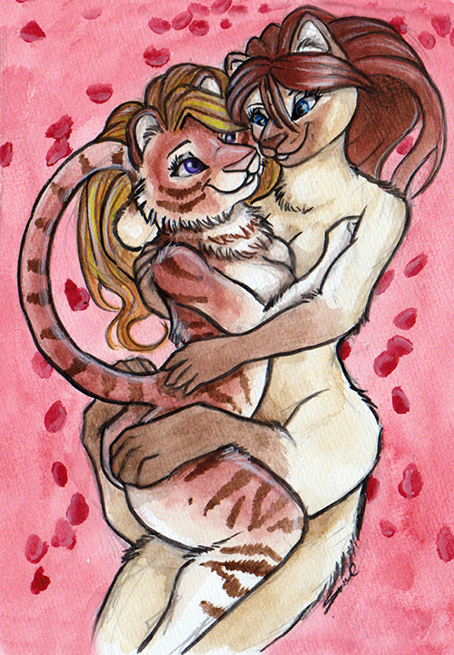 breasts domestic_cat duo felid feline felis holidays mammal pantherine shiverz siamese taur tiger valentine's_day