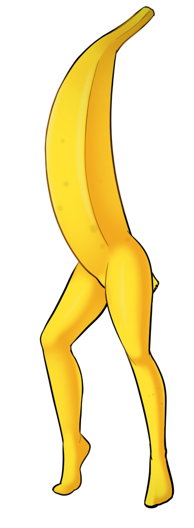 2019 alpha_channel anonymous_artist banana female flora_fauna food food_creature fruit living_fruit not_furry nude plant simple_background solo transparent_background yellow_body