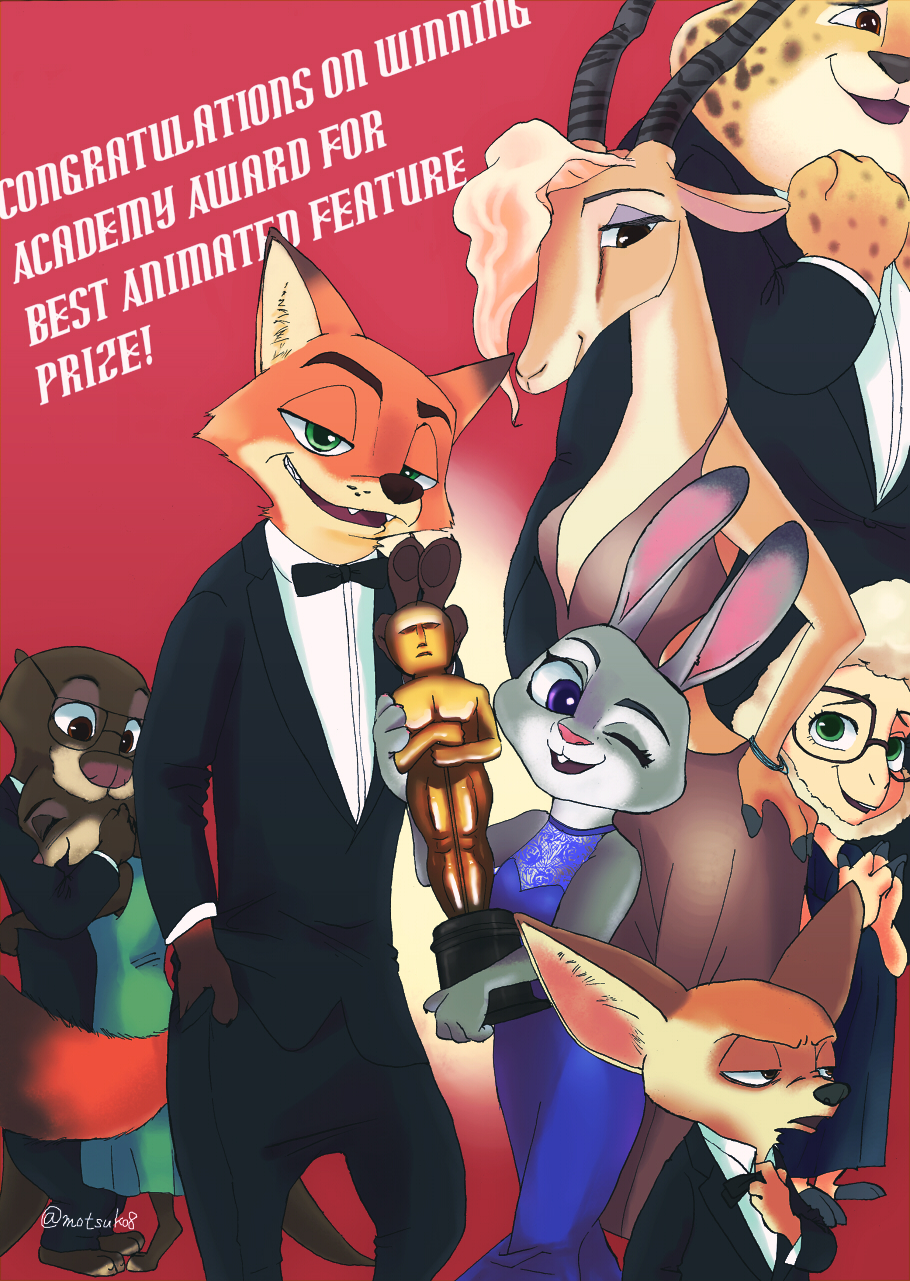 2017 antelope anthro benjamin_clawhauser bovid brown_body brown_fur buckteeth canid canine caprine cheetah clothing dawn_bellwether disney domestic_sheep duo emmitt_otterton eyewear fangs felid feline female fennec finnick fox fur gazelle gazelle_(zootopia) glasses grant's_gazelle green_eyes grey_body grey_fur hi_res judy_hopps lagomorph leporid looking_at_viewer lutrine male mammal motsuko8 mrs._otterton mustelid nanger nick_wilde one_eye_closed open_mouth open_smile orange_body orange_fur rabbit sheep simple_background smile suit teeth true_antelope white_body white_fur white_wool wink wool_(fur) yellow_body yellow_fur zootopia