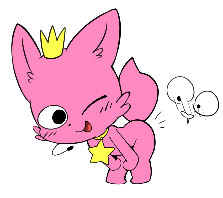 2019 choreuny collar crown looking_at_viewer one_eye_closed pinkfong_(character) suggestive wink