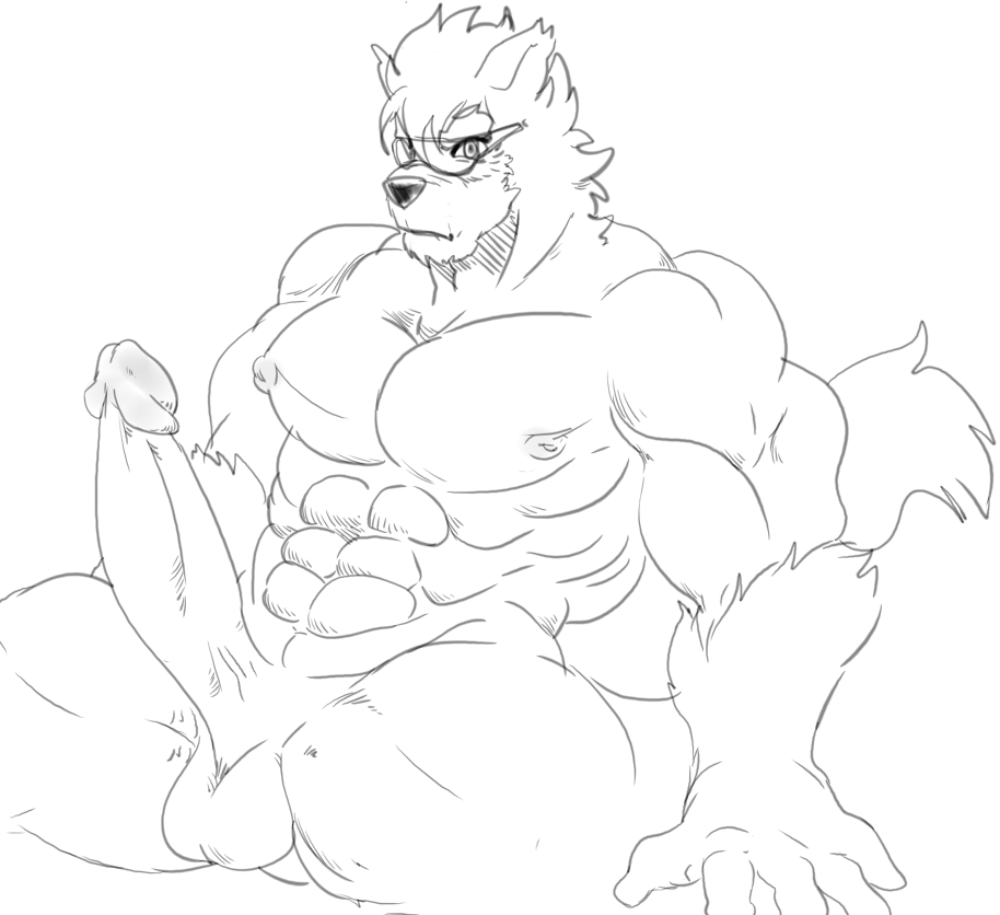 5_fingers abs anthro areola balls biceps big_muscles big_penis canid canine canis erection fifa fingers male mammal manly mascot monochrome muscular muscular_male nipples nude pecs penis simple_background sitting sketch solo unknown_artist white_background wolf zabivaka