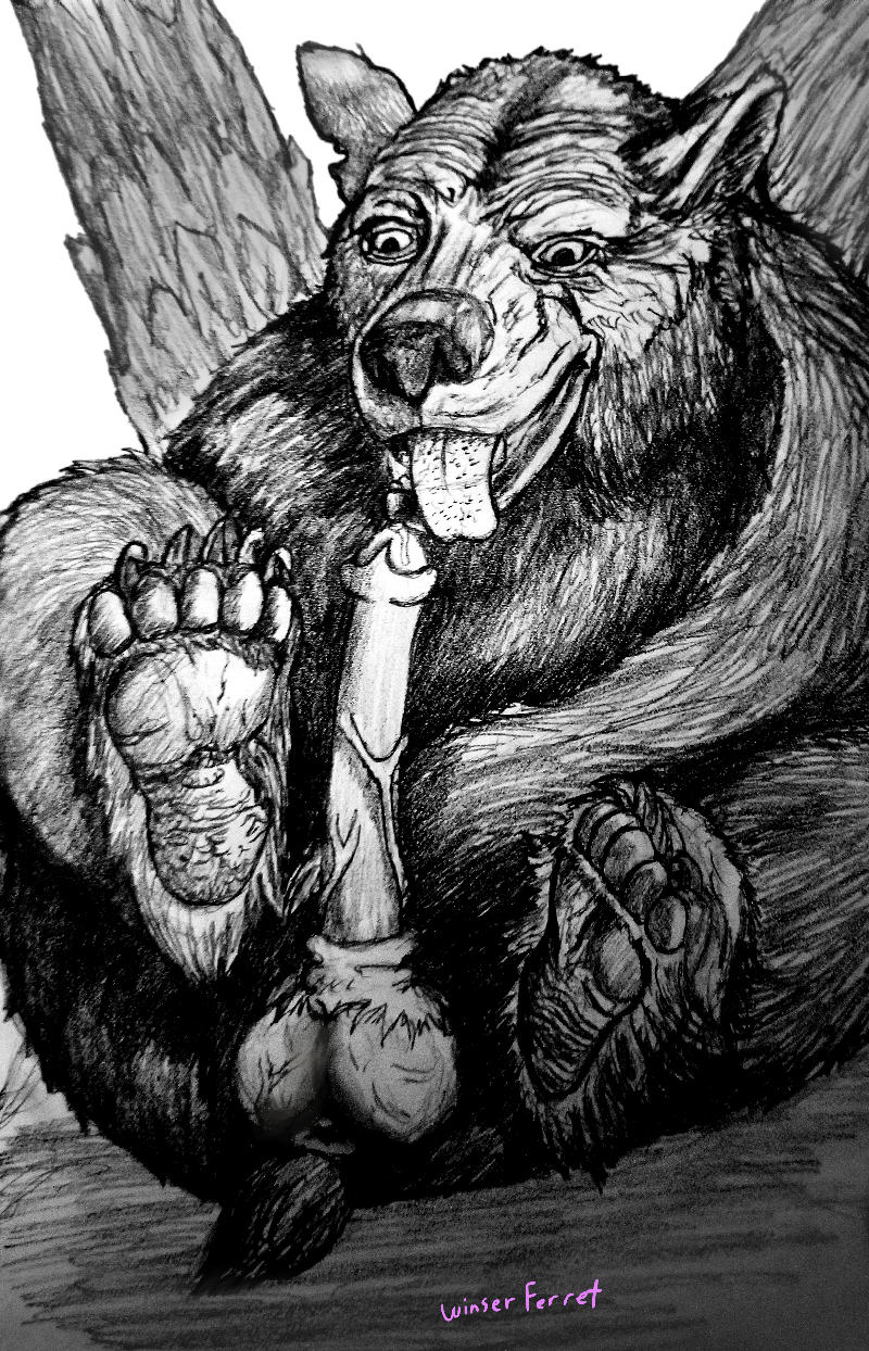 baloo disney feral hi_res hyper jungle_book mammal paws tongueout traditional_media_(artwork) ursid winserferret