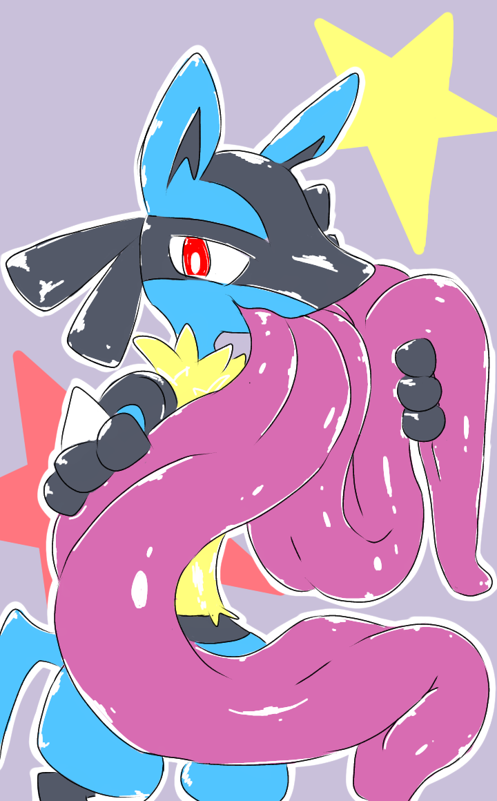 anthro hyper hyper_tongue long_tongue lucario multi_tongue nintendo pok&eacute;mon pok&eacute;mon_(species) sevi_blaze tongue video_games