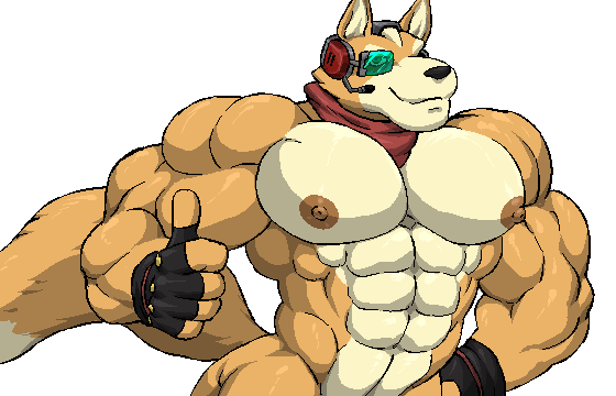 abs anthro biceps black_nose brown_nipples butt canine clothed clothing digital_media_(artwork) dirty-canvas fingerless_gloves fox fox_mccloud fur gloves headwear huge_muscles looking_at_viewer male mammal multicolored_fur muscular muscular_male nintendo nipples oekaki pecs scarf serratus simple_background smile solo star_fox tan_fur topless triceps video_games white_background