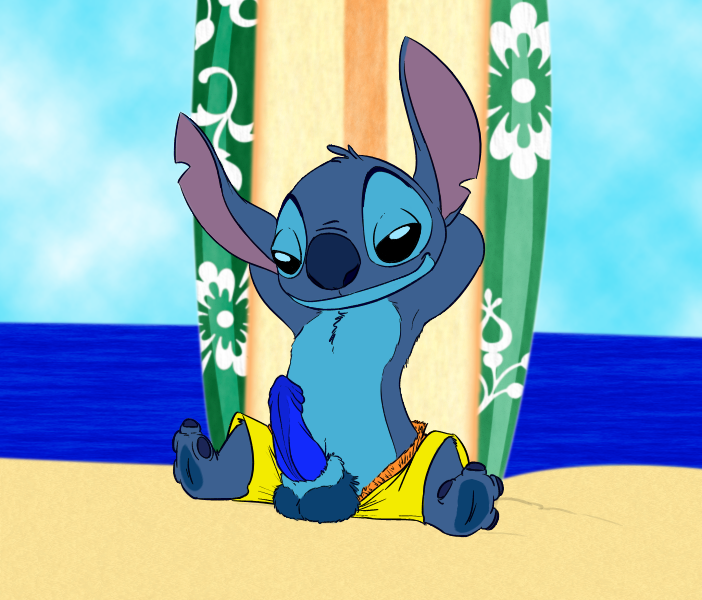 2015 4_toes alien animal_genitalia balls barefoot beach big_ears black_eyes blue_balls blue_body blue_fur blue_nose blue_pawpads blue_penis chest_tuft clothed clothing color_edit colored disney edit erection experiment_(lilo_and_stitch) flat_colors front_view fur half-closed_eyes hands_behind_head head_tuft knot leaning leaning_back lilo_and_stitch looking_at_viewer male monochrome notched_ear outside pawpads penis poking_out pose quiet269 reclining seaside sheath sitting smile solo spread_legs spreading stitch_(lilo_and_stitch) surfboard swimming_trunks swimwear toes topless tuft weaselgrease