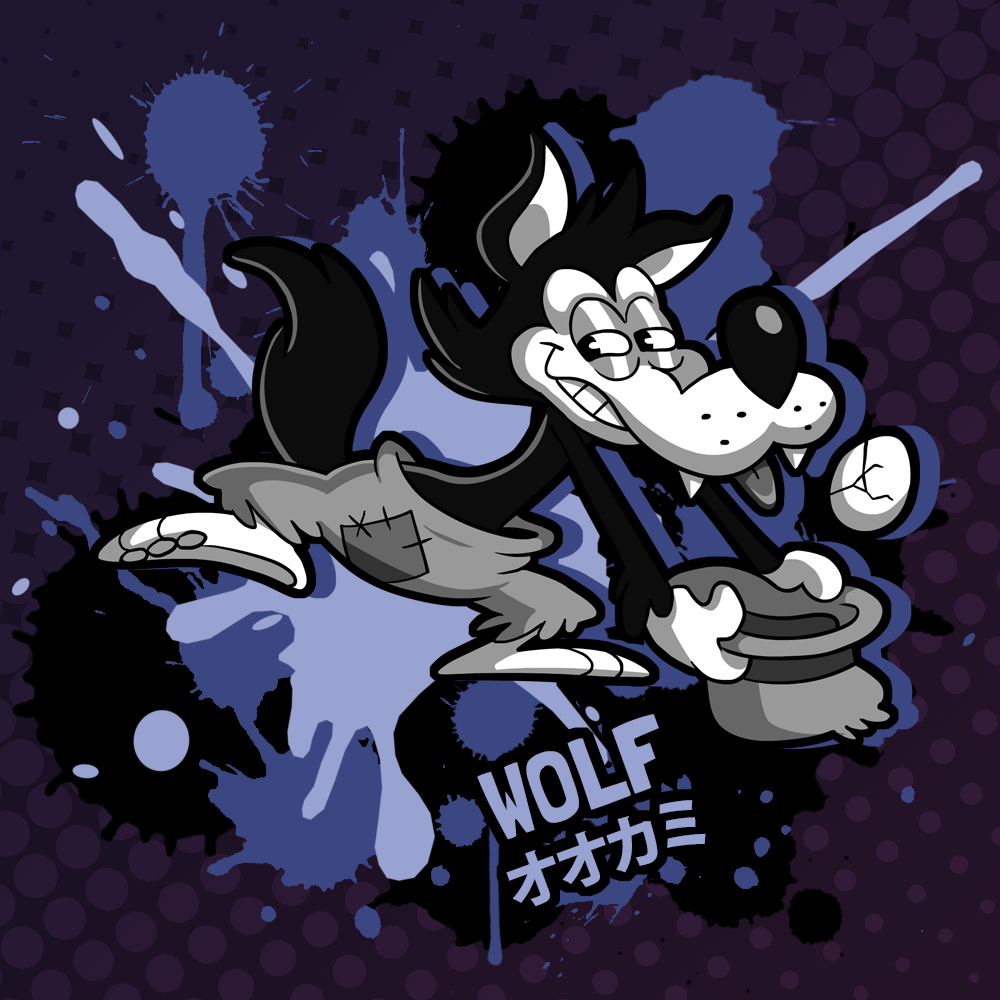 1:1 black_body black_eyes black_fur canid canine canis clothing egg fangs fur game_and_watch hat headgear headwear male mammal nintendo professorfandango snout tongue tongue_out video_games white_body white_skin wolf wolf_(egg)