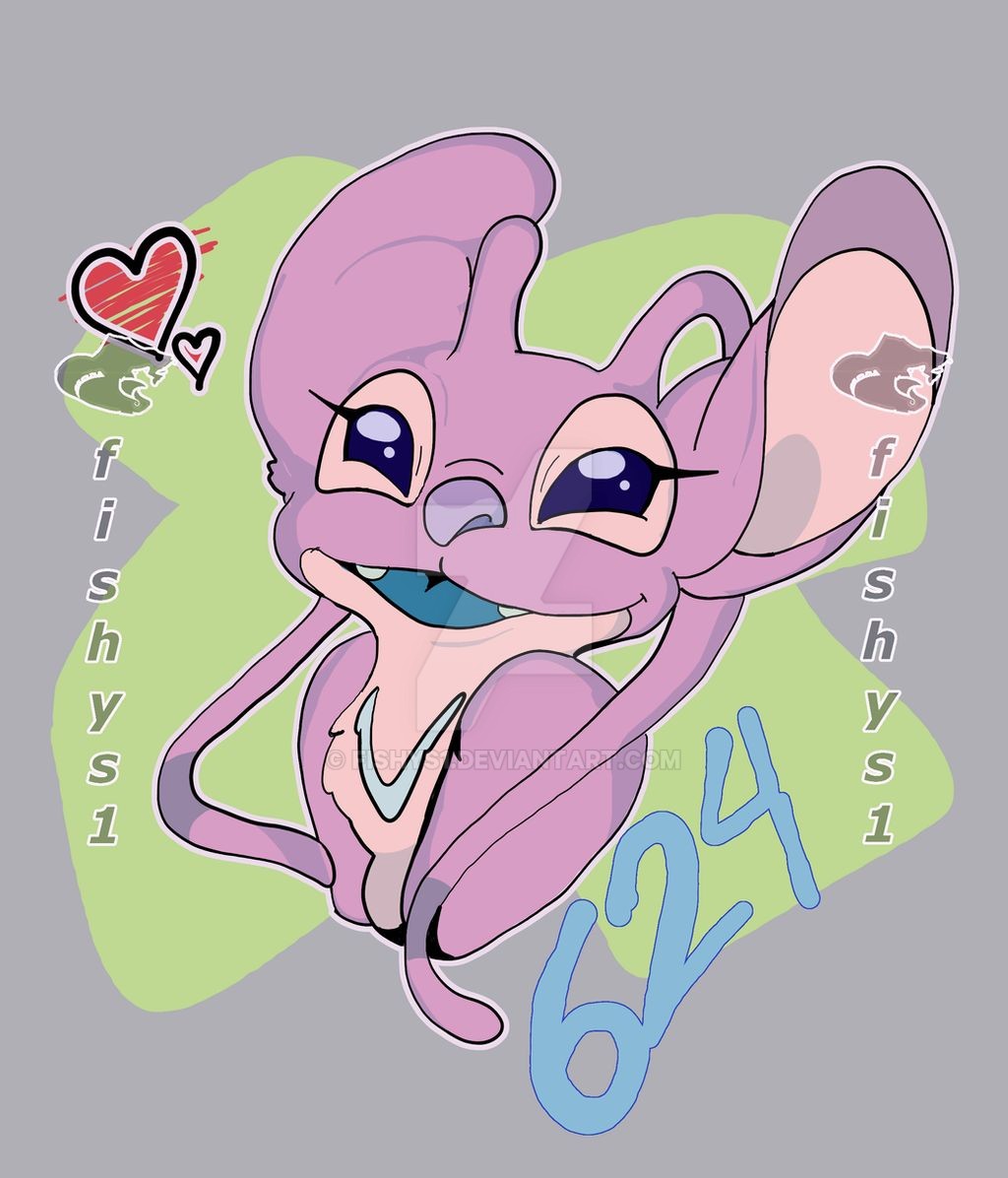 &lt;3 2019 3rd_party_watermark alien angel_(lilo_and_stitch) antennae_(anatomy) blue_tongue chest_markings digital_drawing_(artwork) digital_media_(artwork) disney distracting_watermark experiment_(lilo_and_stitch) eyelashes fishys1 fur lilo_and_stitch markings multicolored_antennae open_mouth open_smile outline pink_body pink_fur purple_eyes purple_nose smile solo text tongue two_tone_antennae url watermark white_markings