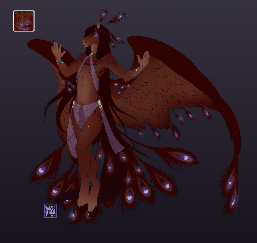 2019 4_toes 5_fingers anthro brown_body brown_feathers brown_fur digital_media_(artwork) equid equine feathered_wings feathers female fingers fur mammal pterippus solo toes vashaa wings