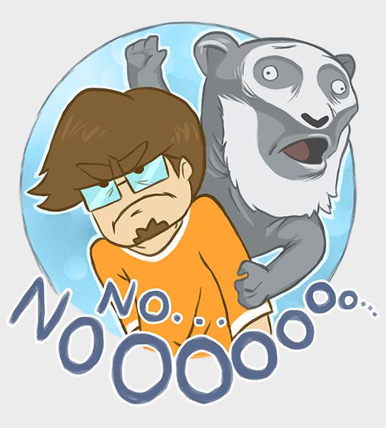 2018 annoyed anthro brown_hair clothing duo english_text eyewear flutterspartan glasses hair human joshua_and_the_promised_land male mammal moses_(jatpl) saberspark saberspark_(character) shirt simple_background species_request text topwear