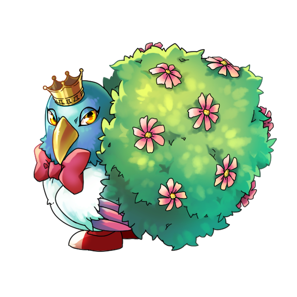 bird bow bowtie crown delumon digimon digimon_adventure digimon_tales feathered_wings flower leaf no_humans solo transparent_background wings yellow_eyes